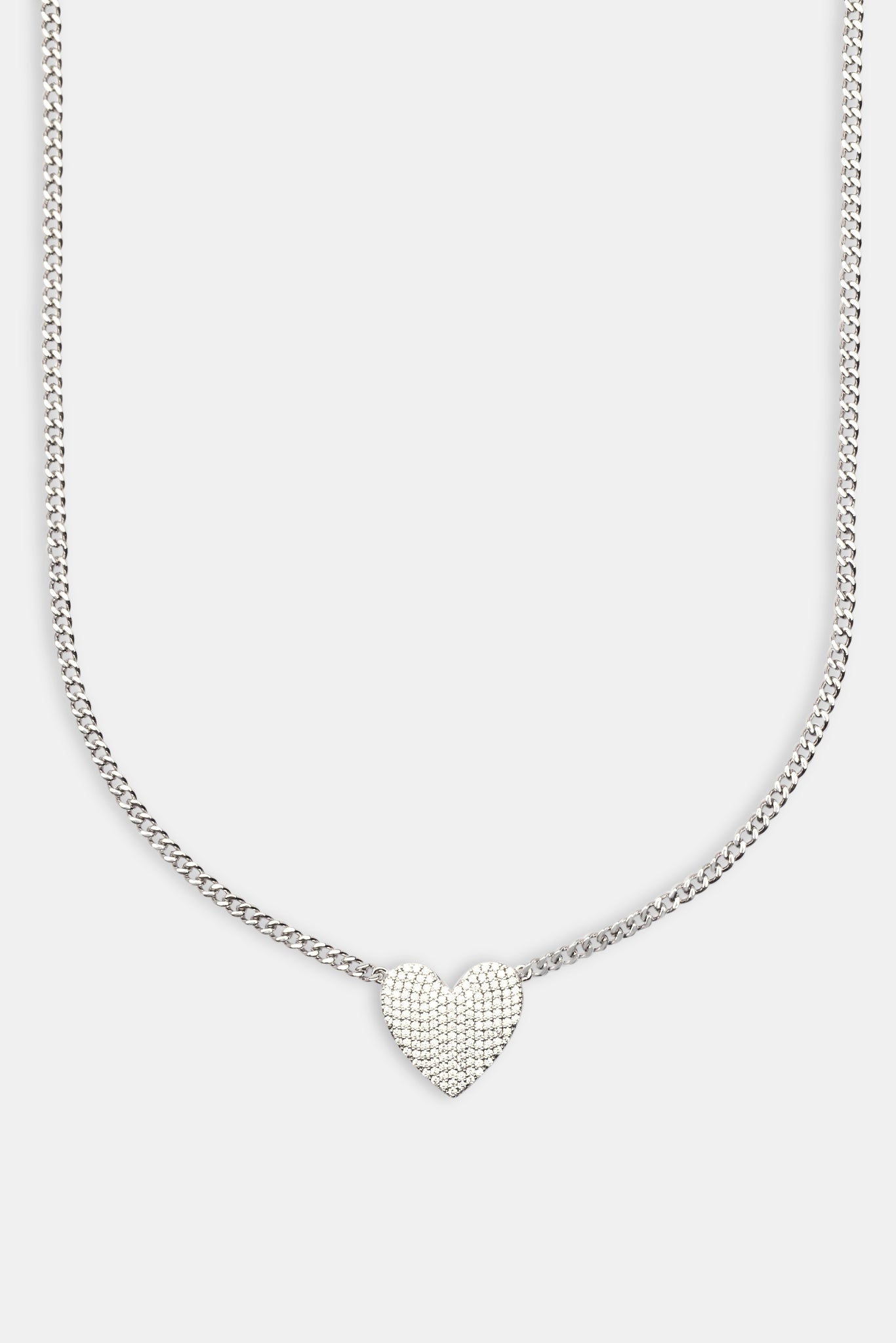 Iced Heart Necklace - White - 20mm